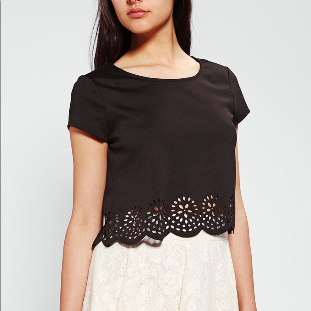 Black Crop Top with Eyelet Detailing